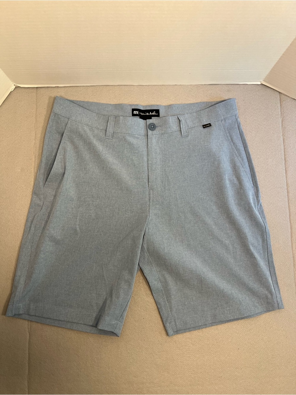 Travis Mathew Beck Light BlueStretch Performance 1MM208 Golf Shorts Mens Size 34